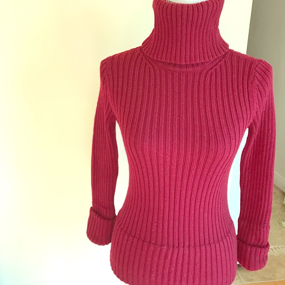 Theory Burgundy Red Wool Turtleneck